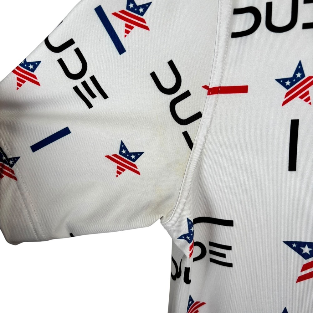 Waggle Performance Golf Polo‎ Shirt Dude Wipes USA Stars Mens L Stretch S/S read - Picture 7 of 10